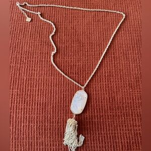 Kendra Scott Gold Drop Necklace with Tassel Accent and Opal Stone